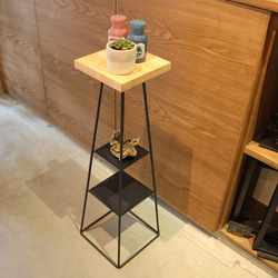 棚付きアルコール消毒スタンド『rubber shelf stand』　アイアン製　中棚付　観葉植物　カフェ風 9枚目の画像