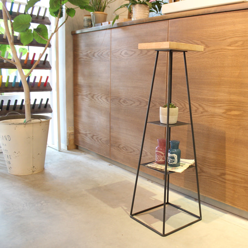 棚付きアルコール消毒スタンド『rubber shelf stand』 アイアン製 中棚