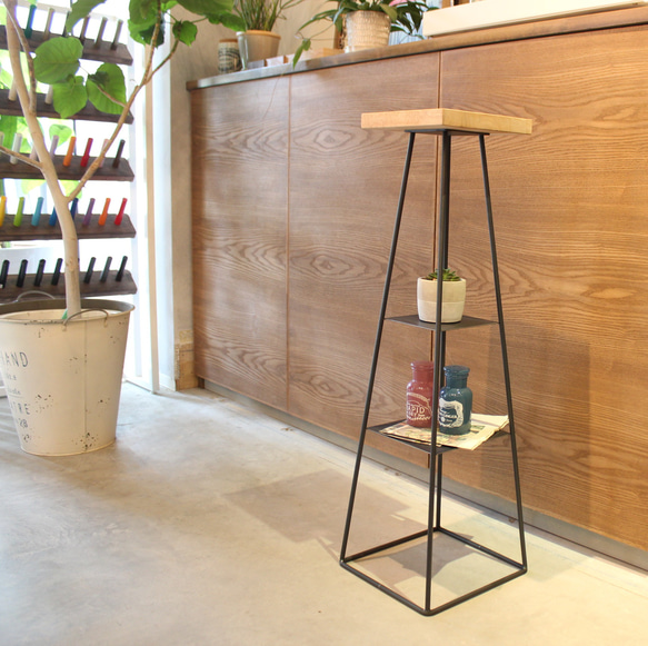 棚付きアルコール消毒スタンド『rubber shelf stand』 アイアン製 中棚付 観葉植物 カフェ風 棚・シェルフ・ラック dice