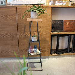 棚付きアルコール消毒スタンド『rubber shelf stand』　アイアン製　中棚付　観葉植物　カフェ風 4枚目の画像
