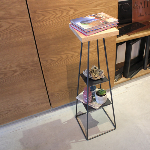 棚付きアルコール消毒スタンド『rubber shelf stand』 アイアン製 中棚