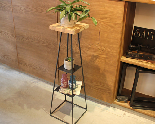 棚付きアルコール消毒スタンド『rubber shelf stand』 アイアン製 中棚