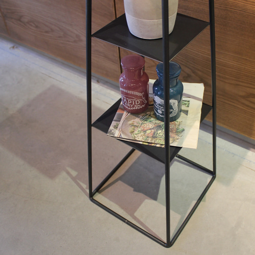 棚付きアルコール消毒スタンド『rubber shelf stand』 アイアン製 中棚