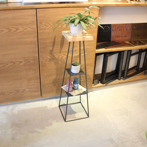 棚付きアルコール消毒スタンド『rubber shelf stand』 アイアン製 中棚