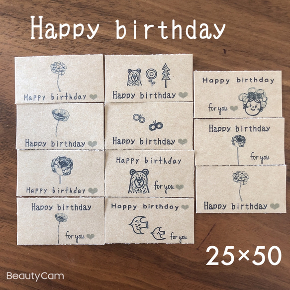 25×50サイズ　ミニ　ハッピーバースデー　お誕生日シール　アソート 1枚目の画像