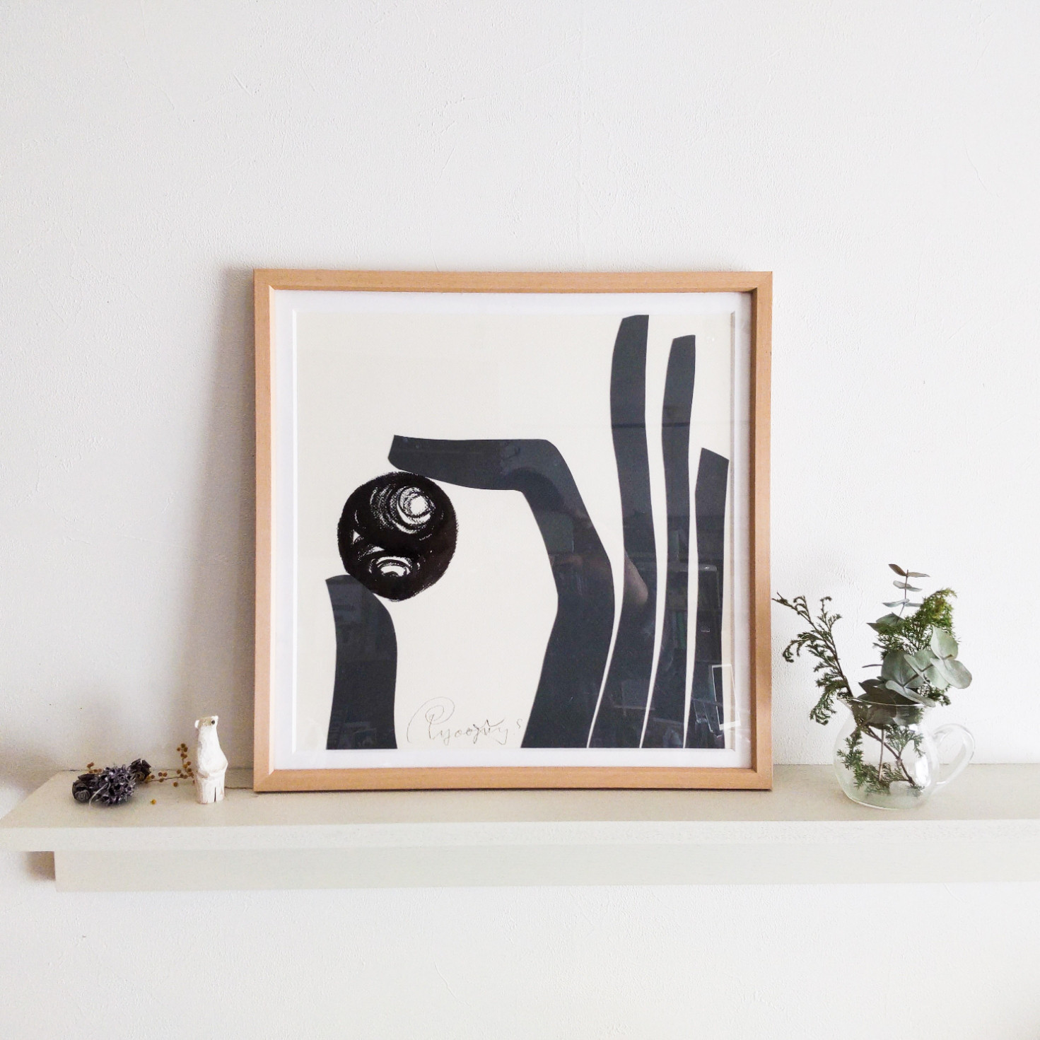 YUBI-1（プリント 350×350・サイン・フレーム付)