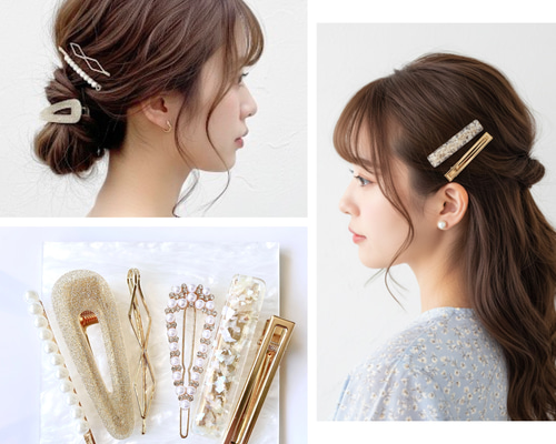 ♥️100 選べる【3点セット】 パール ゴールド ヘアピン ヘアクリップ