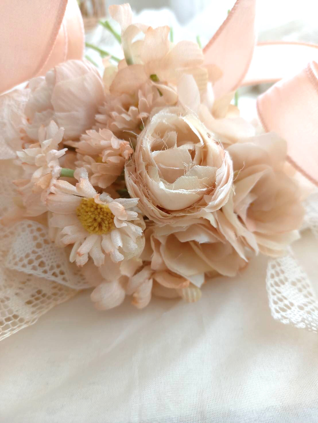 日本産】 ドール 7点セット薔薇 アンティーク 布花 マーガレット