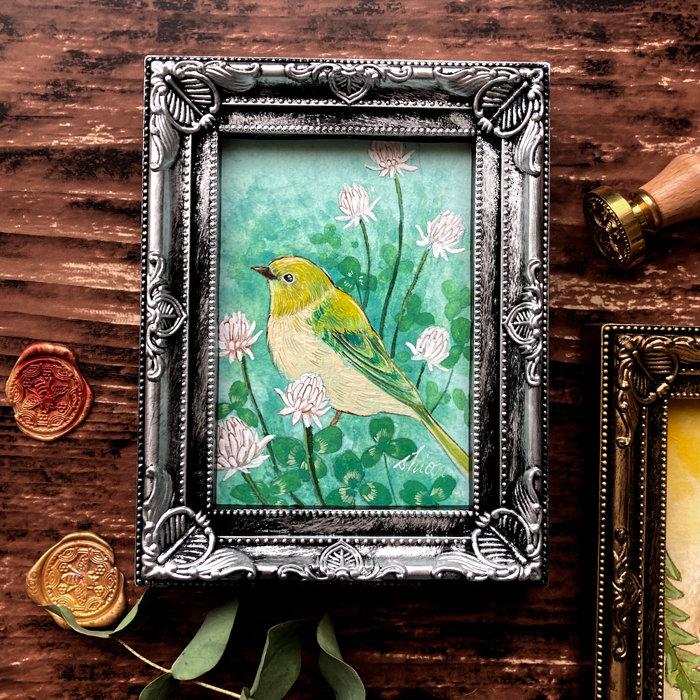 貴石画★花と鳥のデザイン アート作品 アート作品 貴石画★花と鳥のデザイン