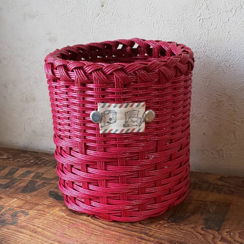 トリコロールカラーのバスケット [3個セット] その他インテリア雑貨  