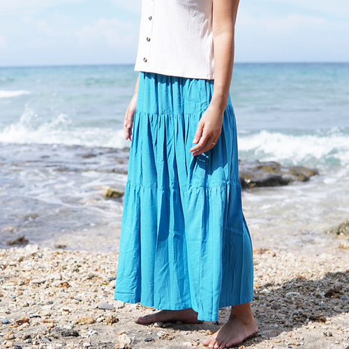 タグ付・訳あり ピンクハウス 水色 コットン ロング ティアード