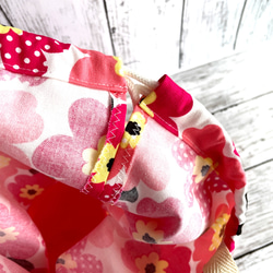 北欧花柄体操着袋ピンク　お着替え袋　ナップザック　ハンドメイド 3枚目の画像