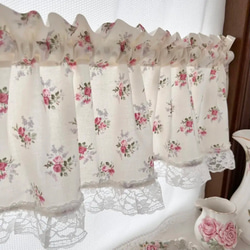 ローズピンク ミニバラの花束 カフェカーテン バランスカーテン 3枚目の画像