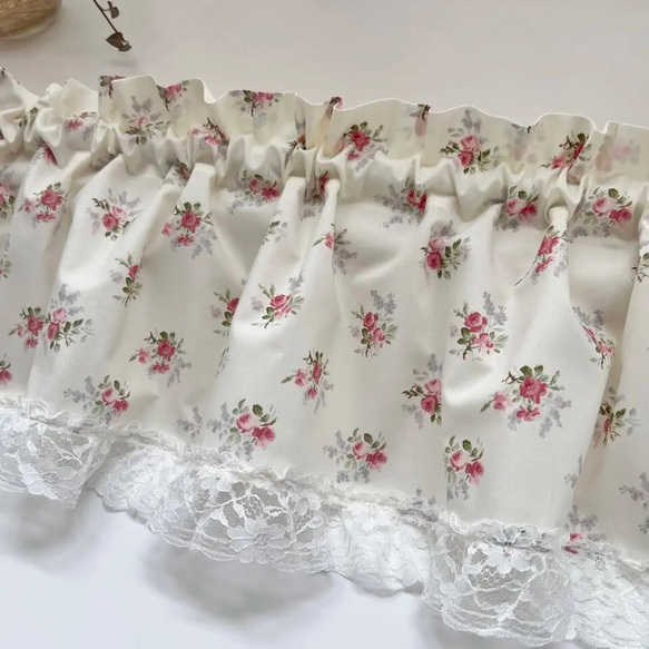 ローズピンク ミニバラの花束 カフェカーテン バランスカーテン 11枚目の画像