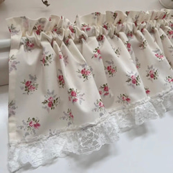 ローズピンク ミニバラの花束 カフェカーテン バランスカーテン 10枚目の画像