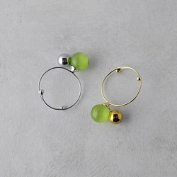 マスカットアイとメタリックヘマタイトのバイカラーリング 指輪 オープンリング タイガーアイ プレゼント ギフト 5枚目の画像