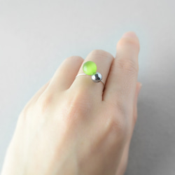 マスカットアイとメタリックヘマタイトのバイカラーリング 指輪 オープンリング タイガーアイ プレゼント ギフト 6枚目の画像