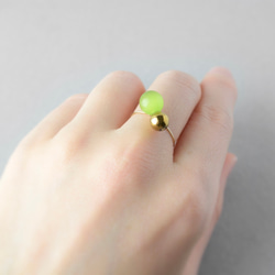 マスカットアイとメタリックヘマタイトのバイカラーリング 指輪 オープンリング タイガーアイ プレゼント ギフト 1枚目の画像