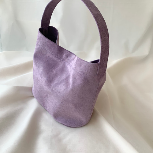 美品 モラビト ショルダーバッグ スエード 本革 リアルレザー パープル 長財布が横に入る‼︎本革ミニマルバッグ」パープル スエード ワン