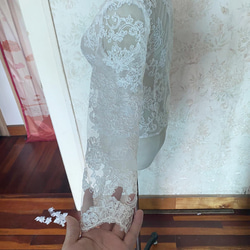 婚紗Bolero高領3D純色蕾絲刺繡新娘/婚紗/伴娘/婚禮/宴會 第4張的照片