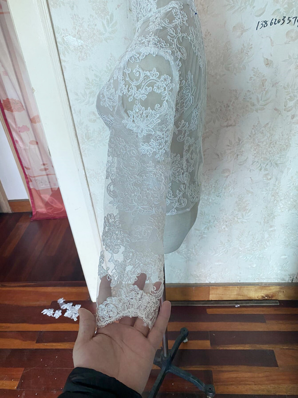 ウエディングドレス ボレロ ハイネック 3D立体レース刺繍 花嫁/ウェディングドレス/ブライズメイド/結婚式/披露宴 4枚目の画像