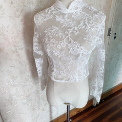 婚紗Bolero高領3D純色蕾絲刺繡新娘/婚紗/伴娘/婚禮/宴會 第1張的照片