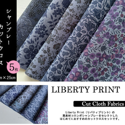 リバティ【カットクロス】「シャンブレー」コロンボシャンブレー　5種セット　生地　はぎれ　布　綿　LIBERTY 2枚目の画像