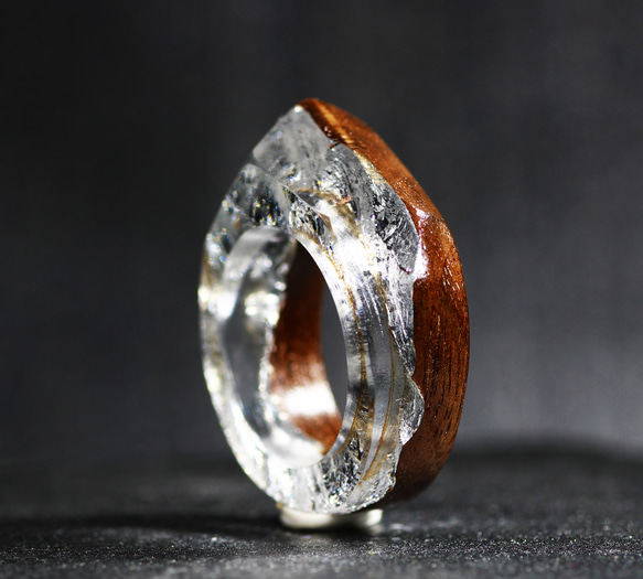 【送料無料】Wood Resin Ring/Silver ～ウッドレジンリング～ 4枚目の画像
