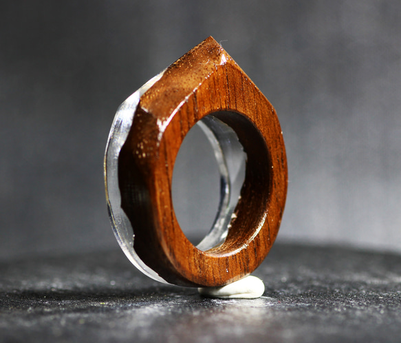 【送料無料】Wood Resin Ring/Silver ～ウッドレジンリング～ 5枚目の画像