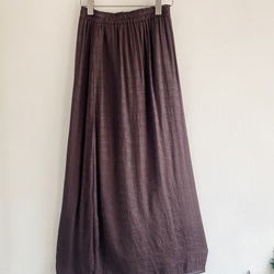 咖啡褐色立體織紋優雅少女 古著棉混絲質彈性下身裙長裙vintage 第7張的照片