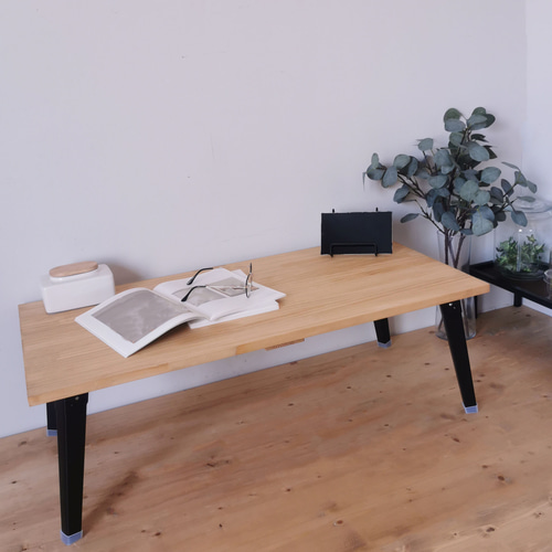 天然木の折りたたみローテーブル / ナチュラル / 90×45cm / リビング