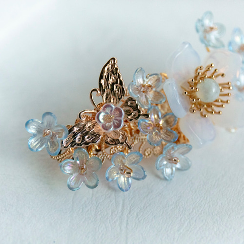 勿忘草 【ワスレナグサ】のバレッタ ヘアアクセサリー 髪飾り バレッタ