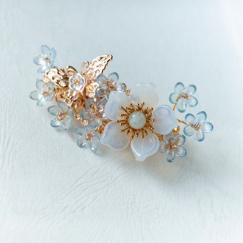 勿忘草 【ワスレナグサ】のバレッタ ヘアアクセサリー 髪飾り バレッタ