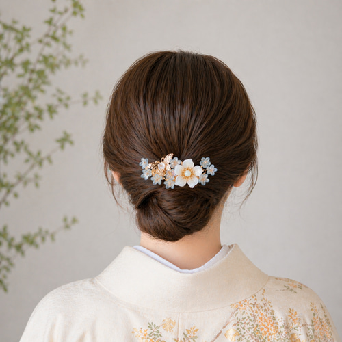 勿忘草 【ワスレナグサ】のバレッタ ヘアアクセサリー 髪飾り バレッタ