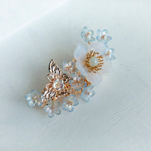 勿忘草 【ワスレナグサ】のバレッタ ヘアアクセサリー 髪飾り バレッタ