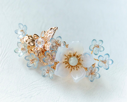 勿忘草のヘアクリップ 勿忘草*バンスクリップ ヘアクリップ・バナナクリップ Betty1001