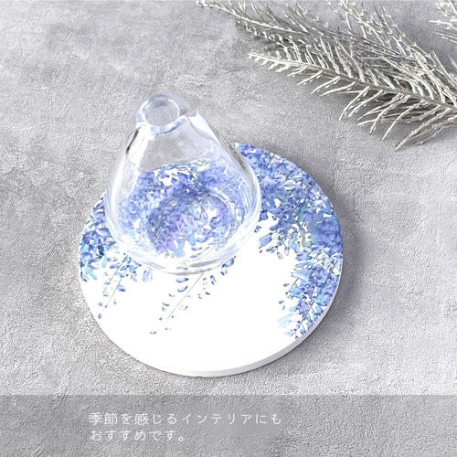 藤 - 白雲石吸水コースター｜草花で彩る、心うるおうアートコースター