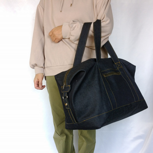 ボストンとしてもトートとしても使える】トラベルバッグ インディゴ