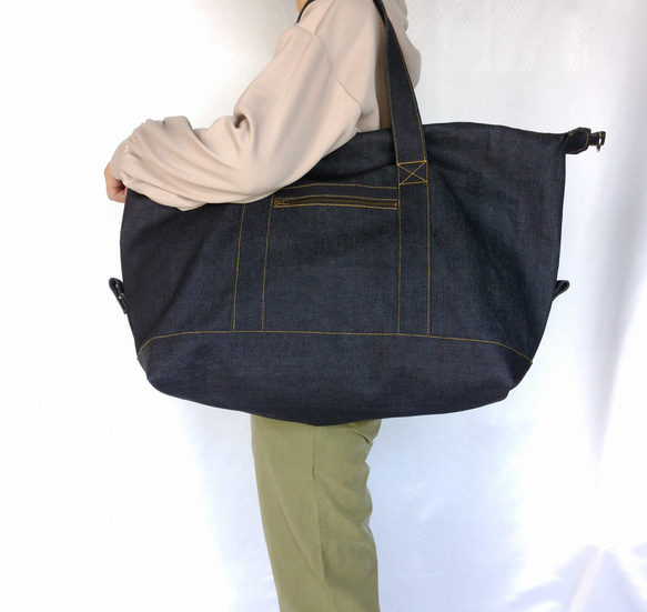 ボストンとしてもトートとしても使える】トラベルバッグ インディゴ