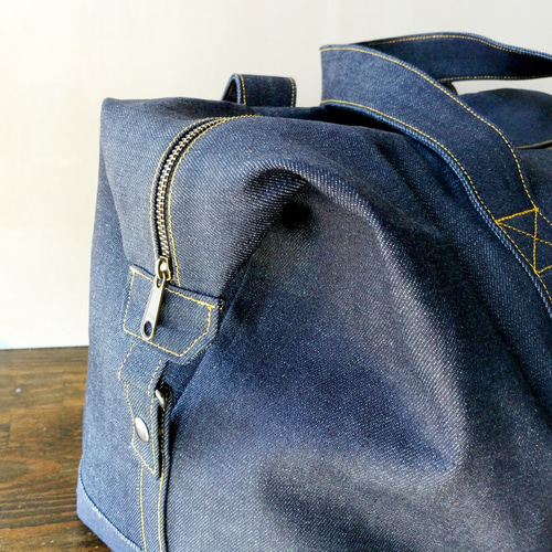 ボストンとしてもトートとしても使える】トラベルバッグ インディゴ