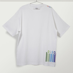 刺繍☆半袖Tシャツ／虹色バーコード（WH）9.1oz 3枚目の画像
