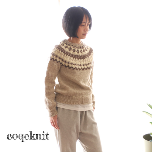 受注制作◇無着色編み込みセーター◇フェアアイル ニット・セーター