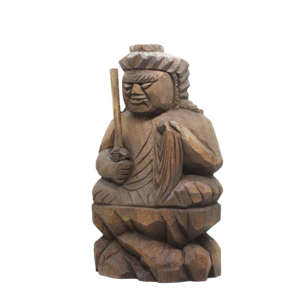 受注製作：不動明王坐像（高さ：25cm ）仏像 円空仏 摸刻 木彫 【納期40日】 円空仏 円空仏は通常背面は彫りません