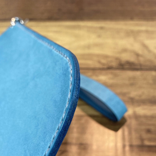 手縫い】 姫路レザー ブルー メガネケース 本革 （送料無料） メガネ