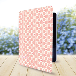 【桜格子柄-さくらこうしがら】手帳型iPadケース（片面印刷/カメラ穴あり/はめ込みタイプ） 2枚目の画像