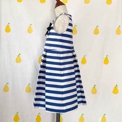 ストライプ柄 リボン飾り プリーツ 子供服ワンピース【90~130】 5枚目の画像