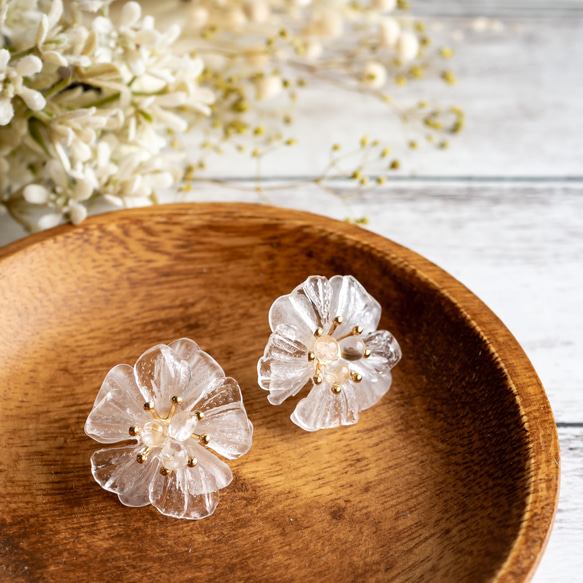 再販】ドイツ製アクリルフラワーのピアス／イヤリング ピアス 