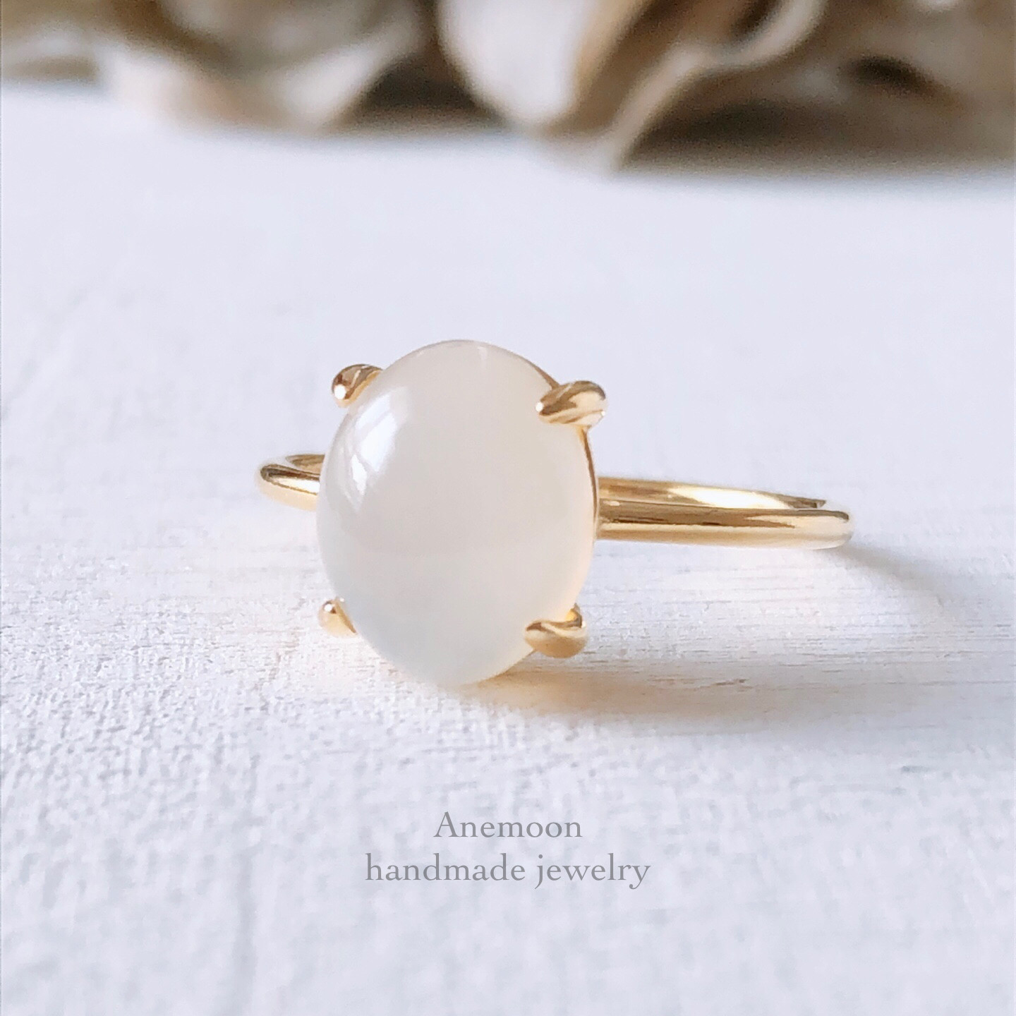 【天然石ムーンストーンsilver925製18kgpリング】10×8mm 9/11/13/15号 6月誕生石