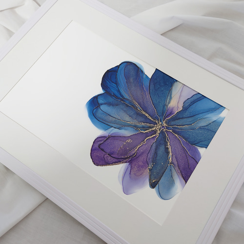 アルコールインクアート/フラワー/ブルーパープル【A4原画】 その他