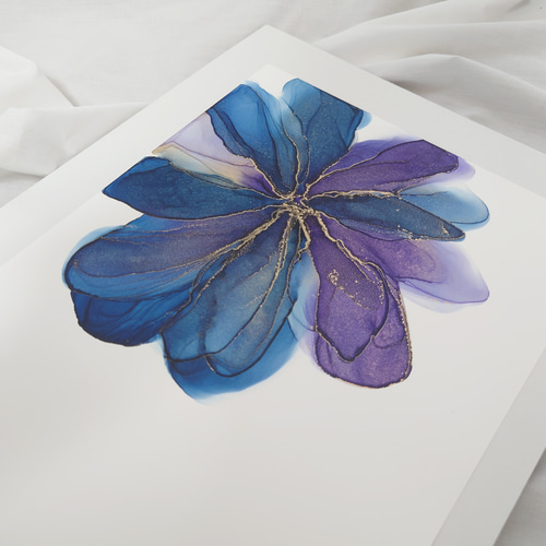 アルコールインクアート/フラワー/ブルーパープル【A4原画】 その他